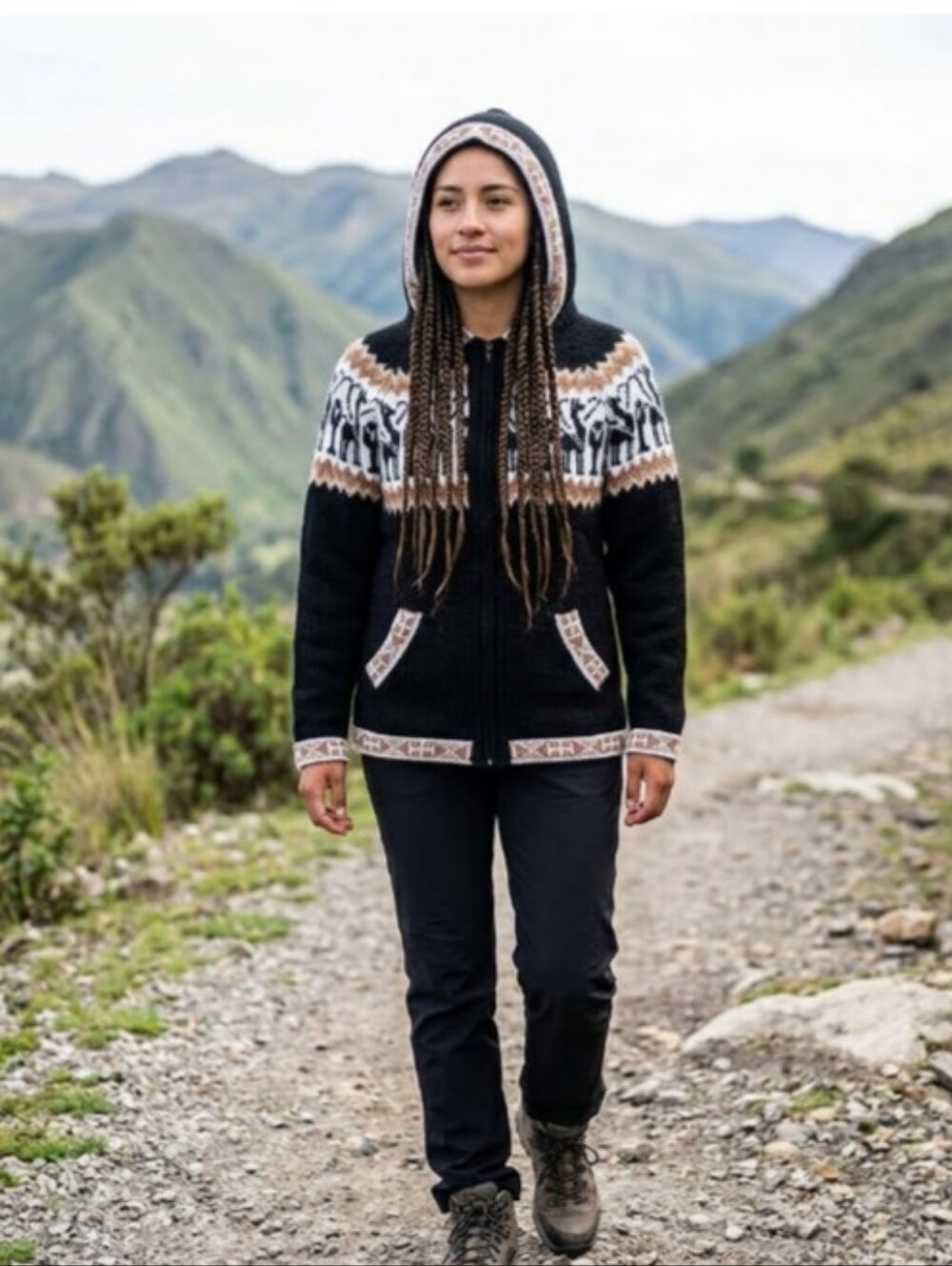 🆕 GAMBOA [Peru] Alpaca Zip Hooded Cardigan Jacket | M NWT